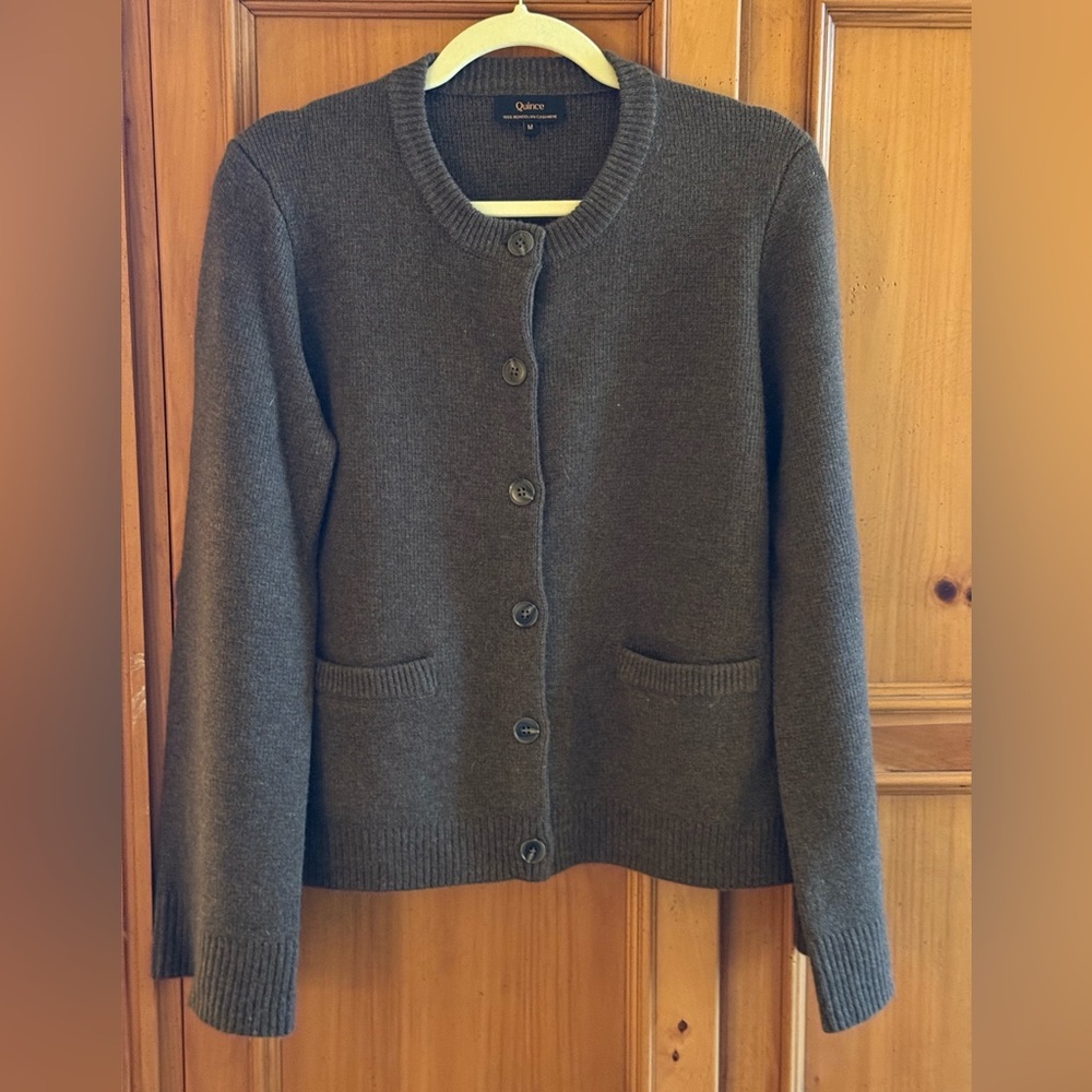 NWOT Quince Mongolian Cashmere Structured Cardigan, size Medium, Chocolate Brown